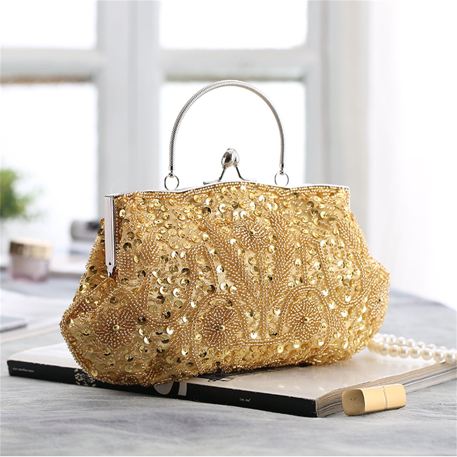 Flipkart.com | Swaroop Golden clutch for bridal and party wear Sling Bag -  Sling Bag